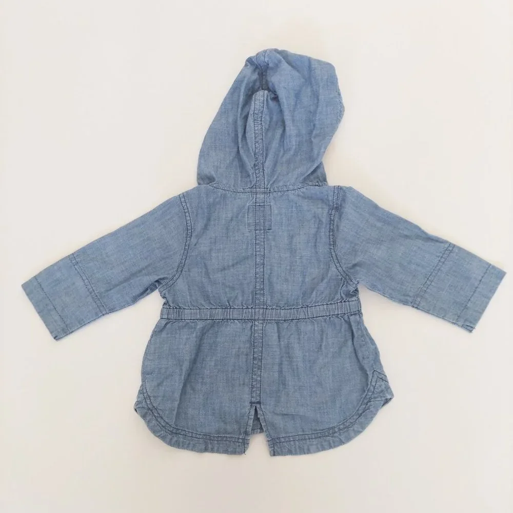 Old Navy Hooded Denim Jacket Girls Size 12M 18M Blue